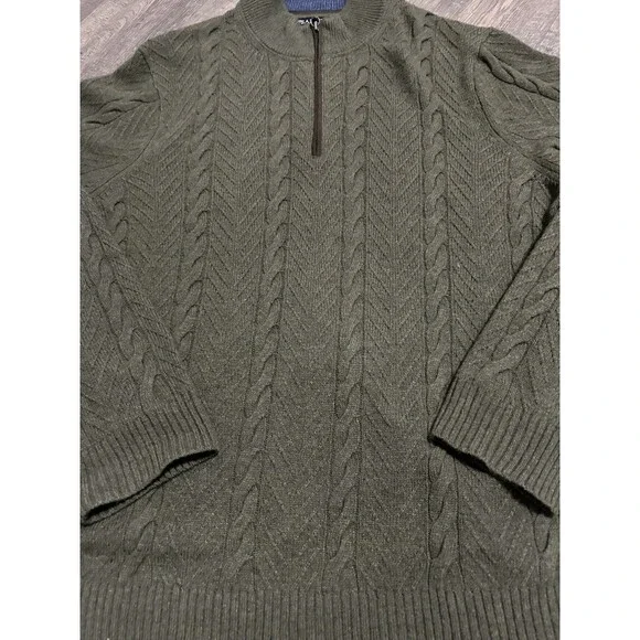 Jos. A. Bank Olive Green Zip Up Sweater - Picture 2 of 6